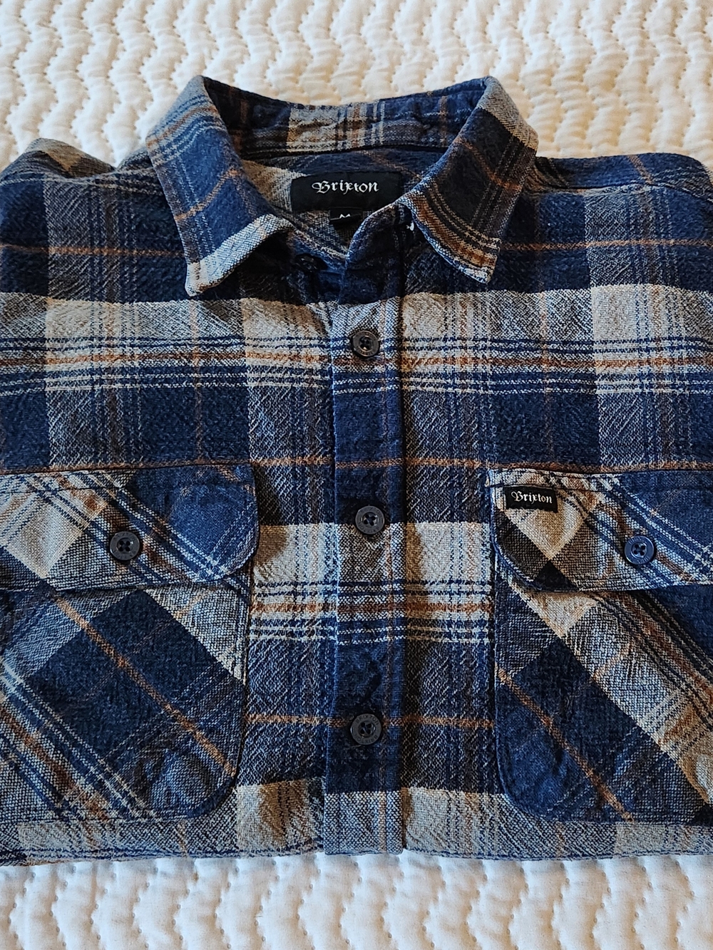 Brixton Men's Navy & Gray Plaid Flannel Shirt Size M